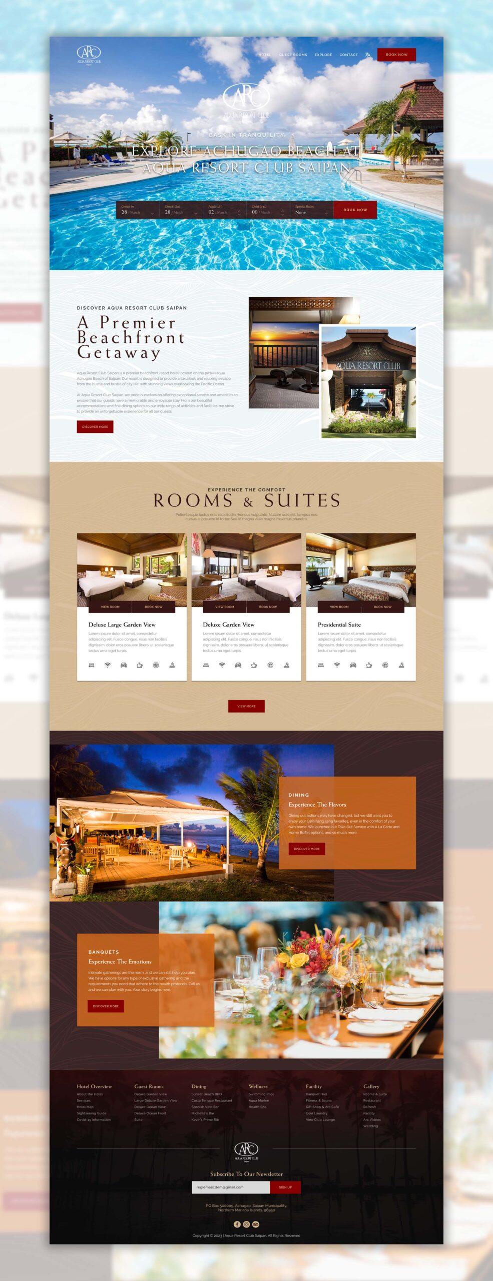 Aqua Resort Club Web Design - Desktop View Desktop view of Aqua Resort Club Saipan Web Design